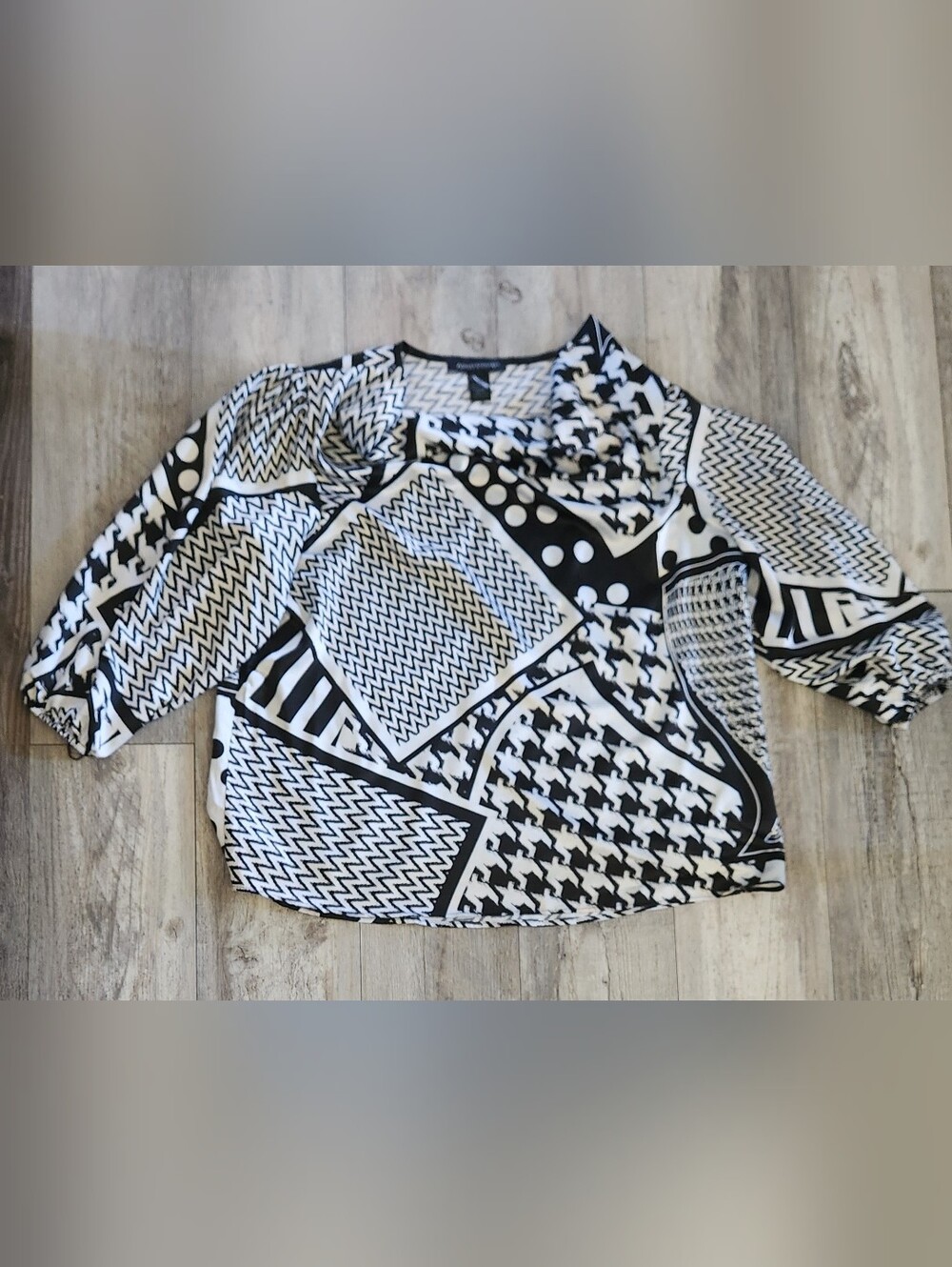 Ashley Stewart Geometric Patchwork Blouse